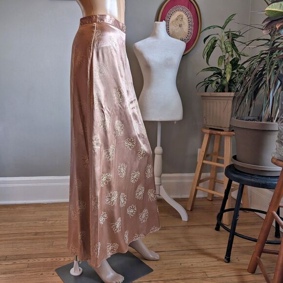 Vintage 1990s Exact Change Midi Skirt Floral Champagne USA Made Size 7 - Picture 10 of 10